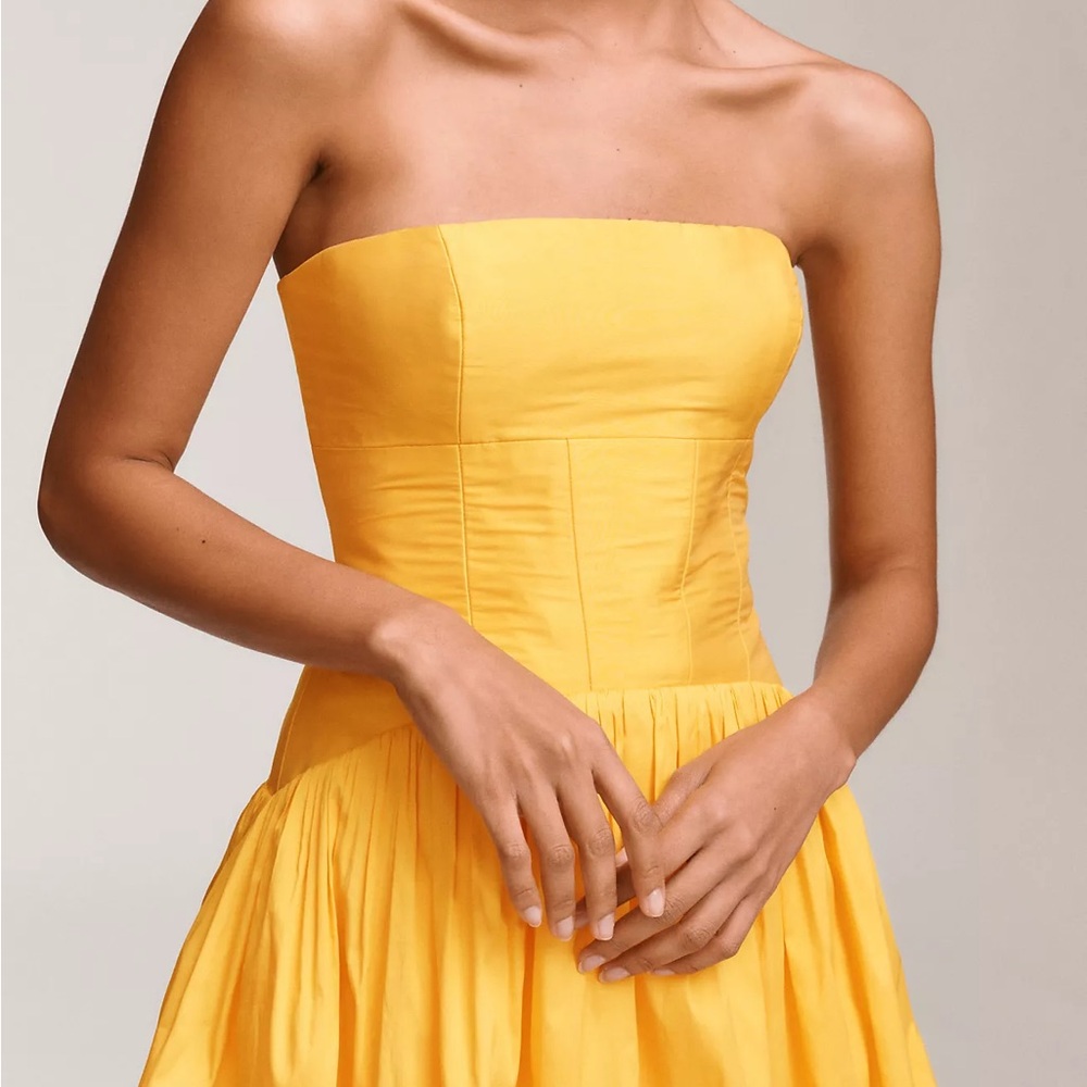 BHLDN Strapless Drop-Waist Bubble Midi Dress Size 8 - Picture 2 of 6